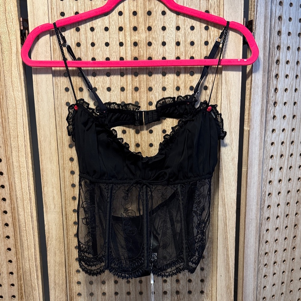 For Love And Lemons Black Lace Top